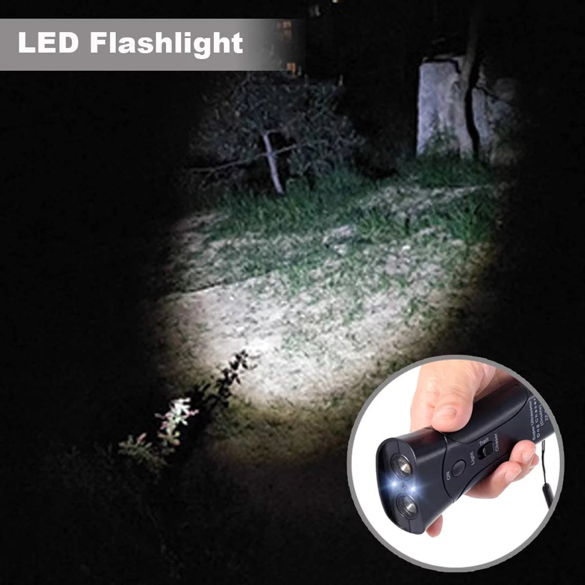 Anti Barking Device, Ultrasonic Dog Repeller & 3 in 1 Pet LED Trainer Device | Dual Channel Dog Bark Deterrent & Stop Bark Handheld Dog Training Device-1Pack