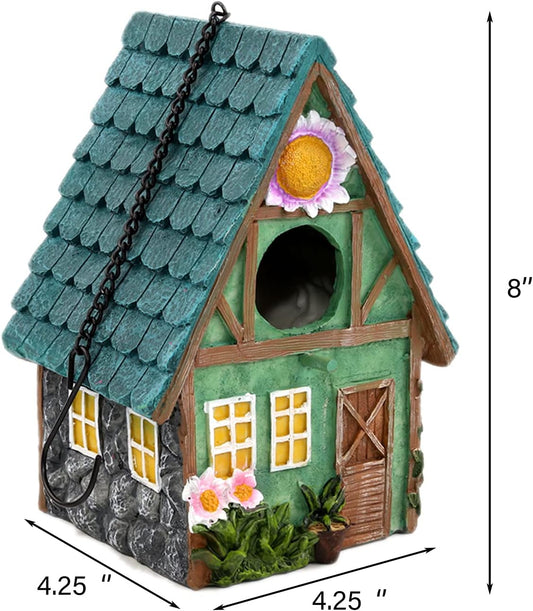 Colorful Resin Birdhouse with Chain – Indoor & Outdoor Hanging