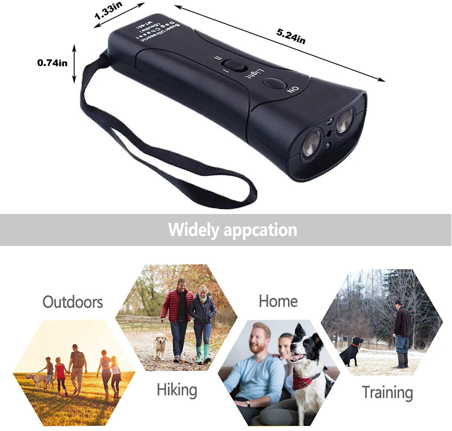Anti Barking Device, Ultrasonic Dog Repeller & 3 in 1 Pet LED Trainer Device | Dual Channel Dog Bark Deterrent & Stop Bark Handheld Dog Training Device-1Pack