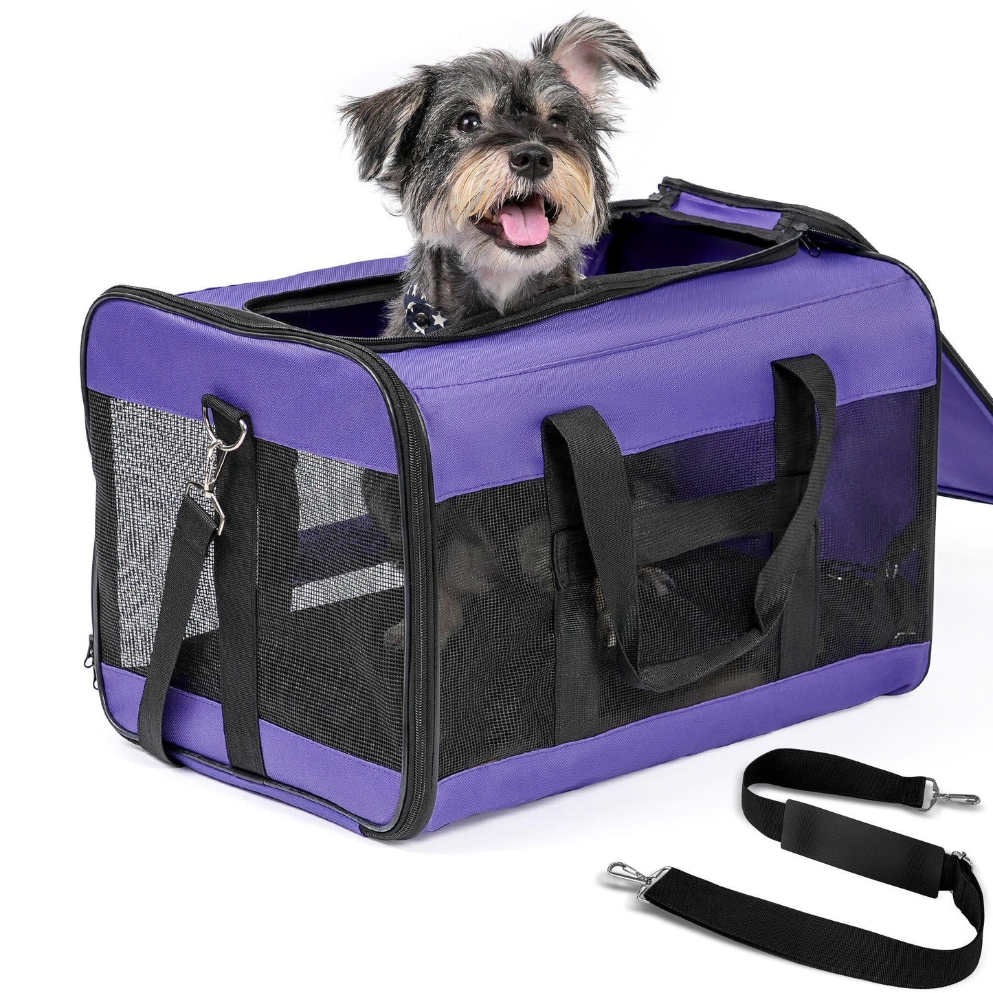 Conlun Large Foldable Pet Carrier: Soft-Sided Travel with Safety Leash & Breathable Mesh