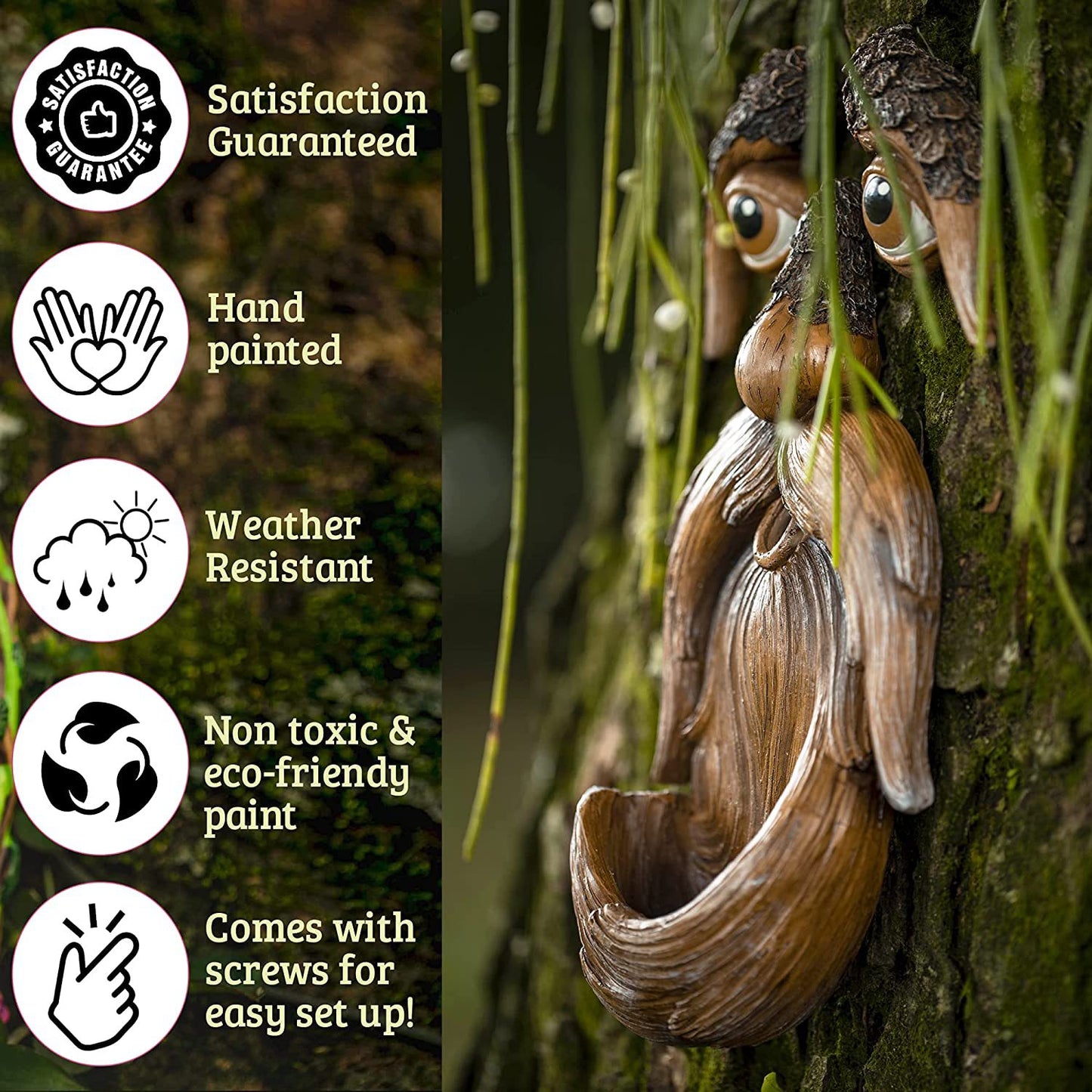 Garden Creative Decoration Outdoor Bark Monster Bird Feeder Wall Decoration Pendant Resin Crafts
