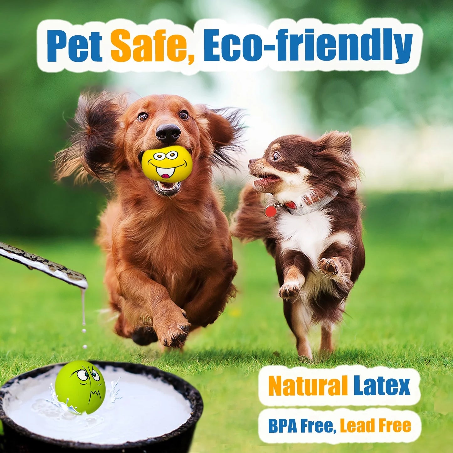 Squeaky Dog Toy for Small Dogs - Rubber Latex Squeaky Dog Ball, Smile Face Dog Squeaky Toys Flat 6Pcs