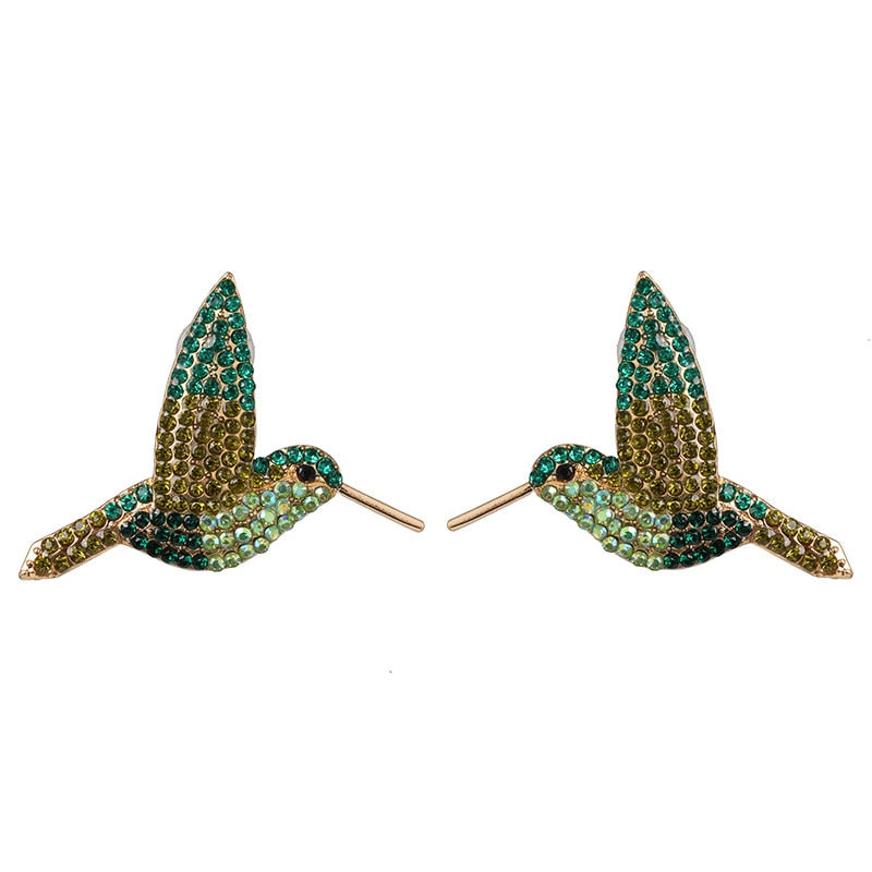 New Design Fashion Crystal Bird Stud Earrings Simple Statement Animal Earrings Charm Ladies Jewelry Summer Party Jewelry
