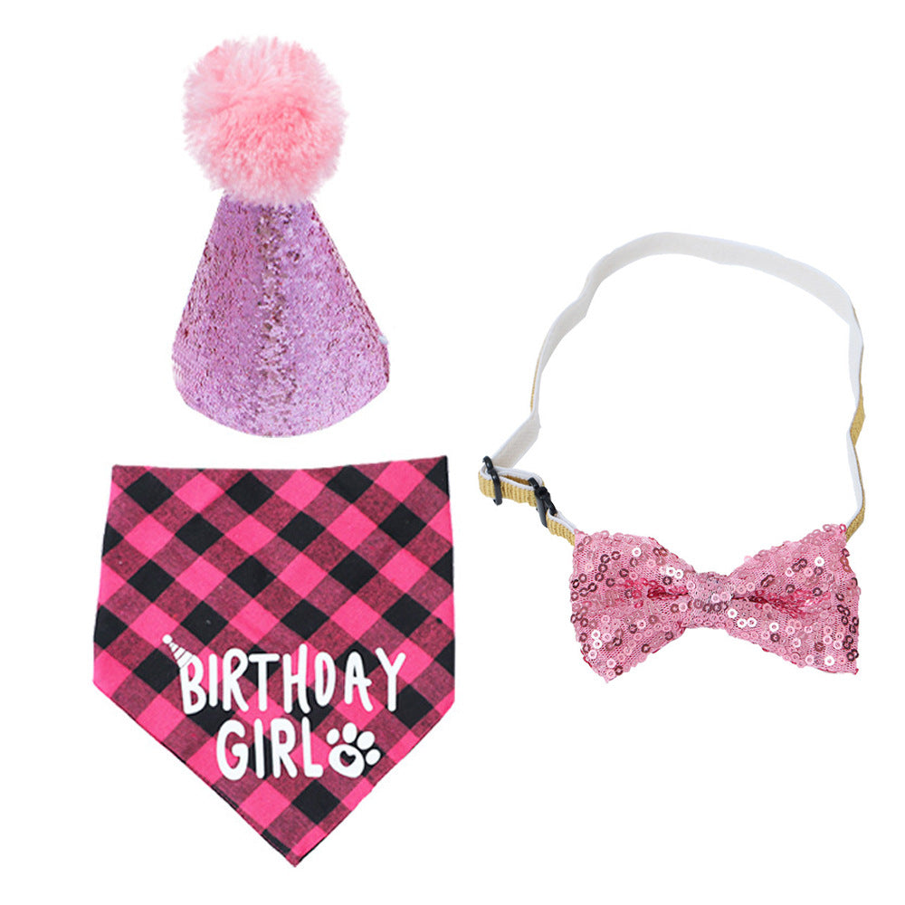 Pet Birthday Set  Triangle Scarf Hat Pet Party Decoration Styling Outdoor Creative