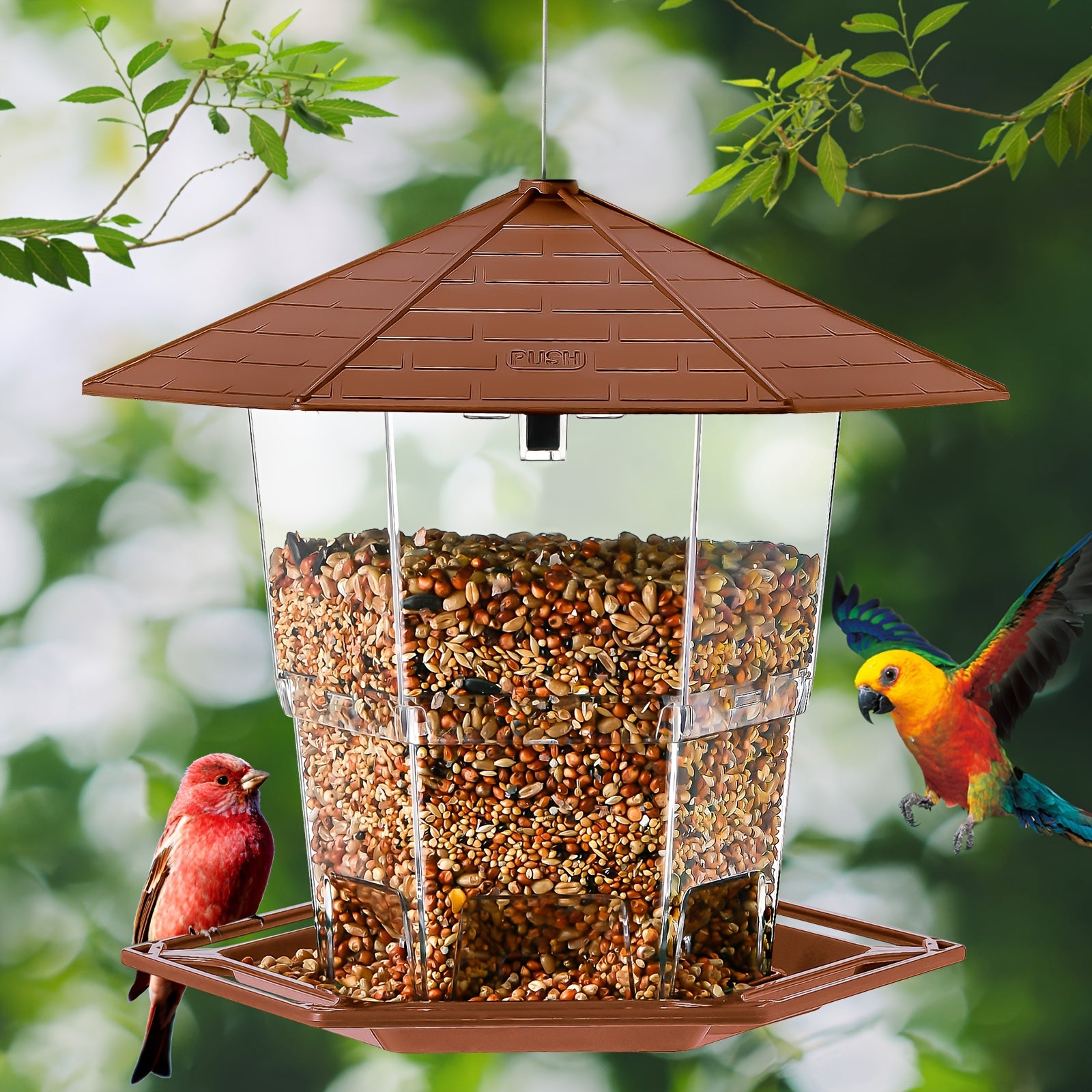Heavy-Duty Plastic Bird Feeder with Clear Tubes and Dome