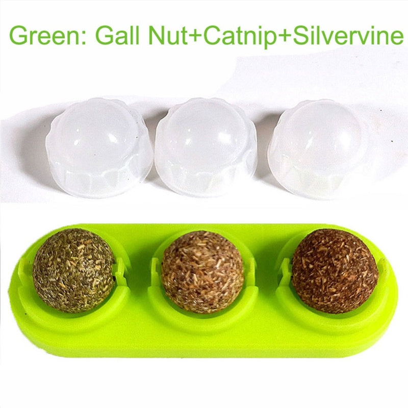 3pcs  Lot Self-adhesive Rotated Catnip Lick Ball