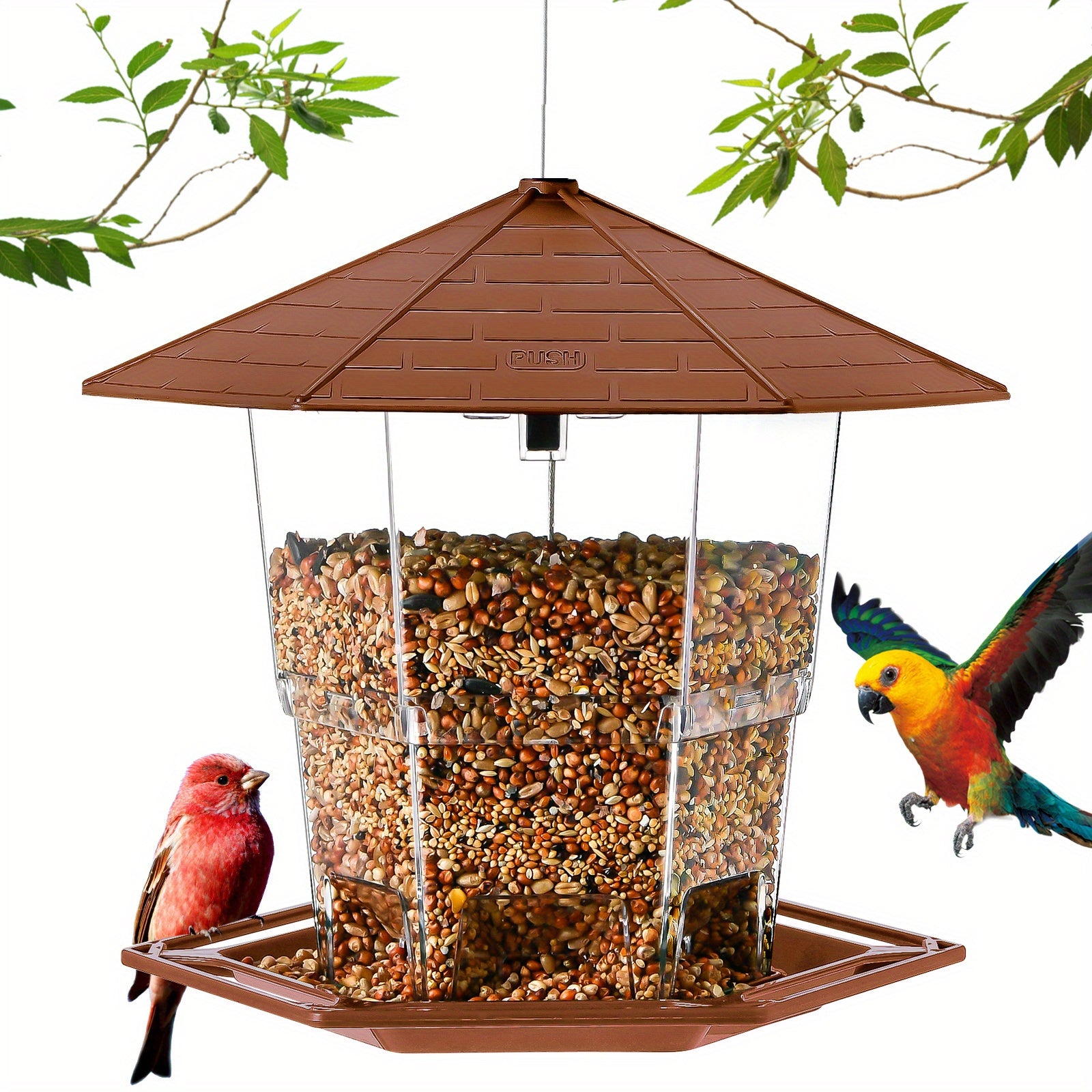 Heavy-Duty Plastic Bird Feeder with Clear Tubes and Dome