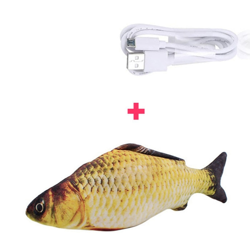 3D Fish Shape Cat Toy Interactive Gifts Fish Catnip Toys Stuffed Pillow Doll Simulation Fish Playing Toy For Pet USB Charging