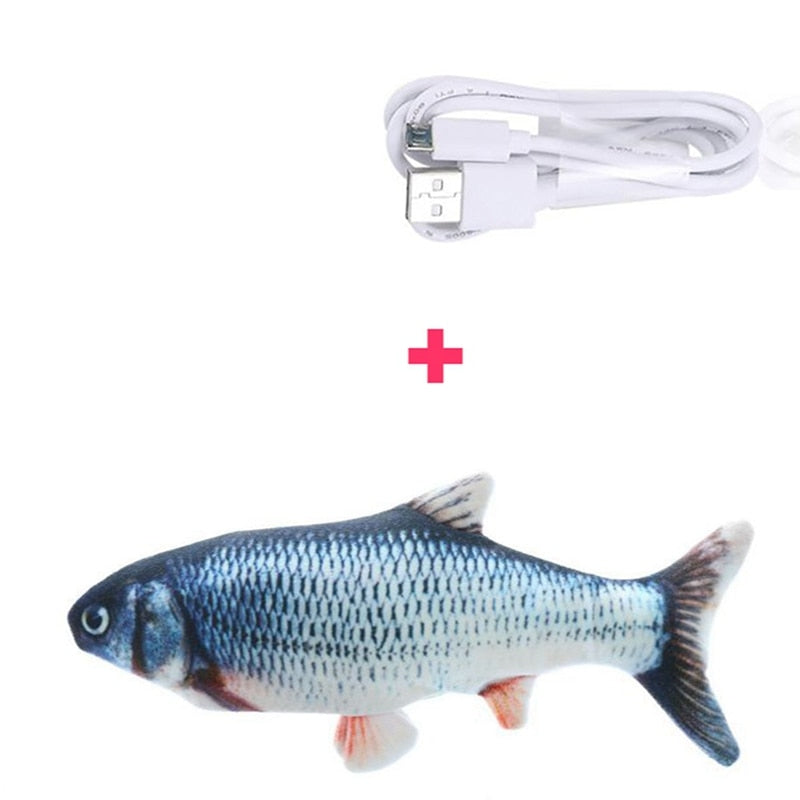 3D Fish Shape Cat Toy Interactive Gifts Fish Catnip Toys Stuffed Pillow Doll Simulation Fish Playing Toy For Pet USB Charging