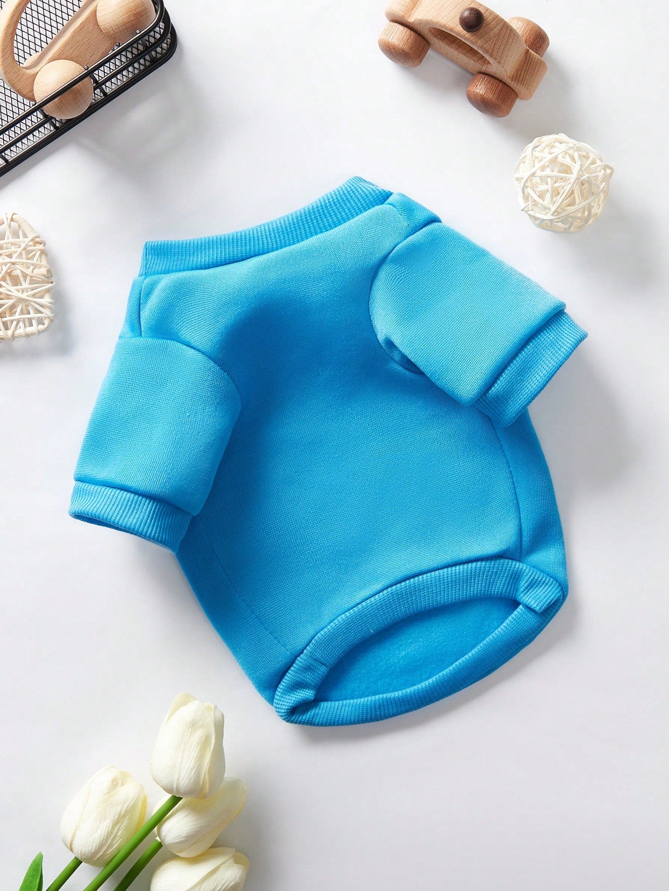 Blue King Crown Patterned Pet Sweatshirt No Hood Winter