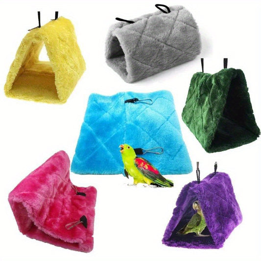 Cozy Plush Bird Nest Hammock for Parrots and Small Birds