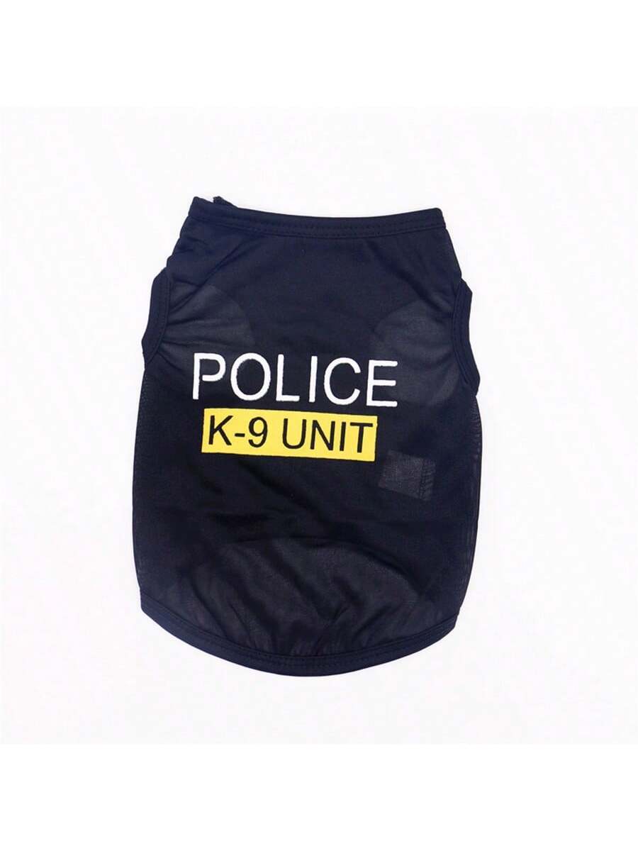 Black Police Cosplay Vest for Small Dogs – Elastic Comfort