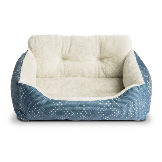 Lounger Small Dog and Cat Pet Bed, Blue 21" X 17"