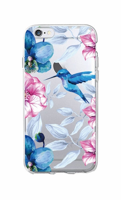 Cute Bird Butterfly Floral Flower Soft Clear Phone Case Fundas Coque Cover For iPhone 7 7Plus 6 6S 8 8PLUS X XS Max SAMSUNG