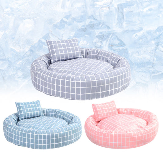 Pet Supplies Winter Plaid Pet Nest Small Round Nest with Pillow Cat Den Dog Den