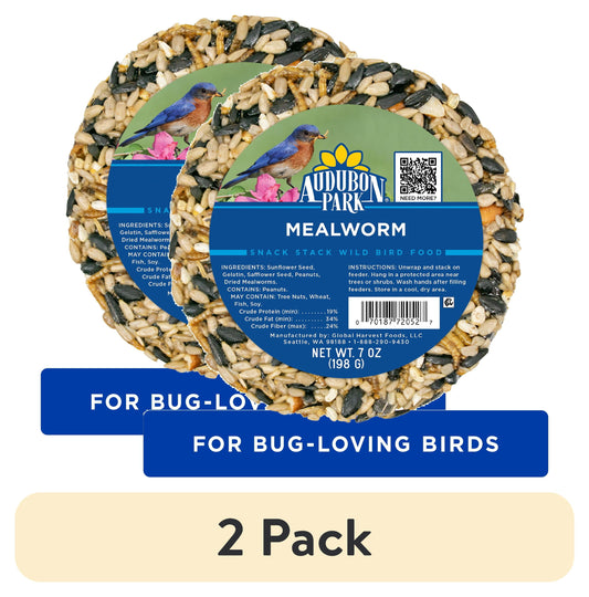 (2 Pack)  Mealworm Snack Stack Wild Bird Food, Dry, 1 Count per Pack, 7 Oz.