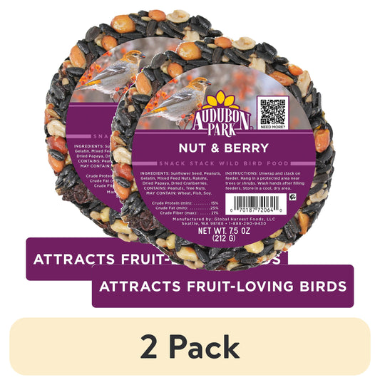 (2 Pack)  Nut & Berry Snack Stack Wild Bird Food, Dry, 1 Count per Pack, 7.5 Oz.