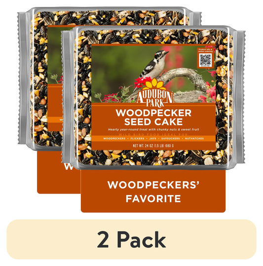 (2 Pack)  Woodpecker Seed Cake Wild Bird Food, Pressed Seed Block, 24 Oz.