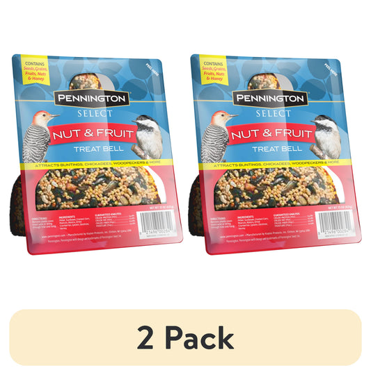 (2 Pack)  Nut and Fruit Treat Bell, Wild Bird Feed and Seed, 15 Oz., Dry, 1 Pack