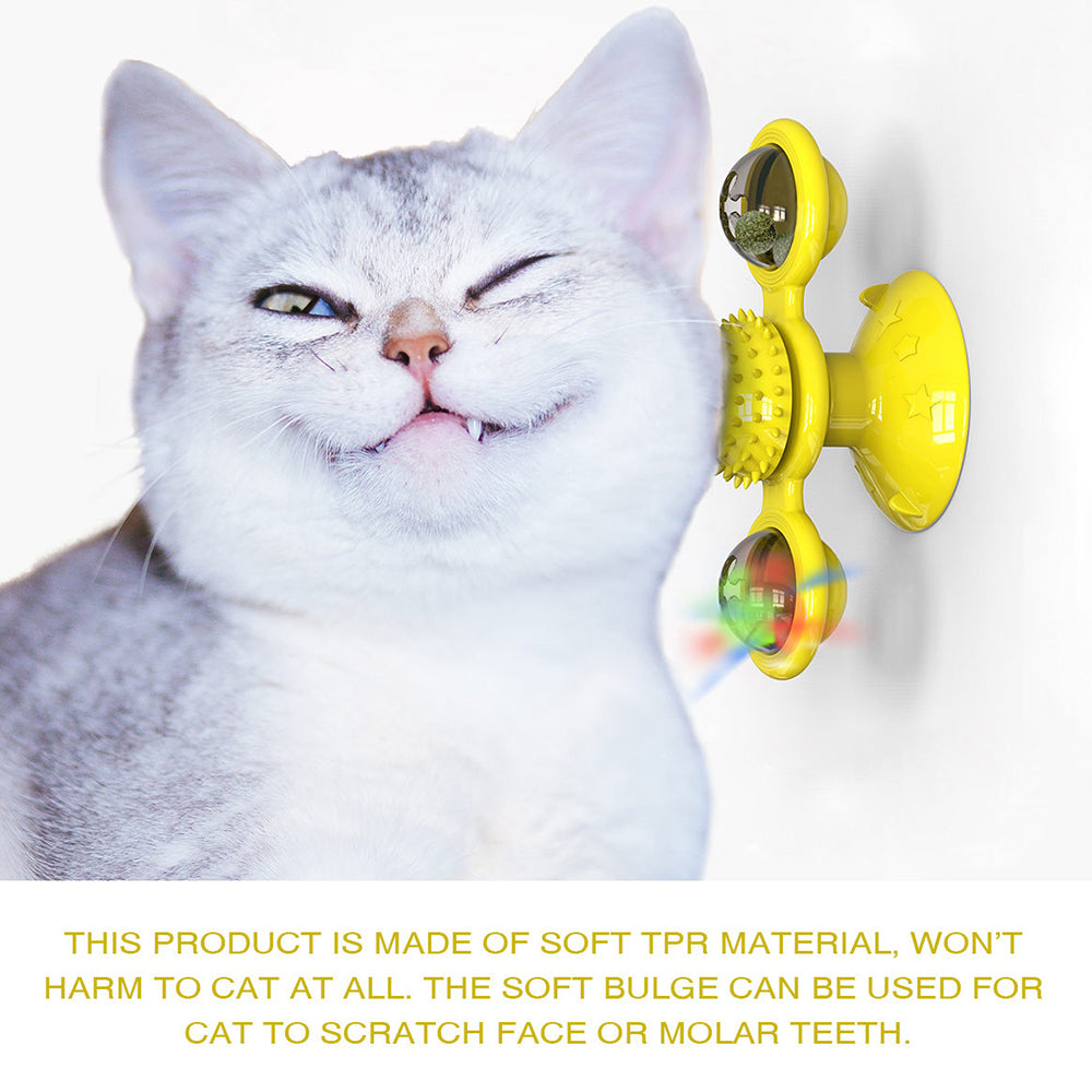 Pet Toys For Cats Dogs Turntable Puzzle Catnip Glowing Ball Interactive Rotatable Windmill Kitten Cat Toy Play Game Cat Supplies