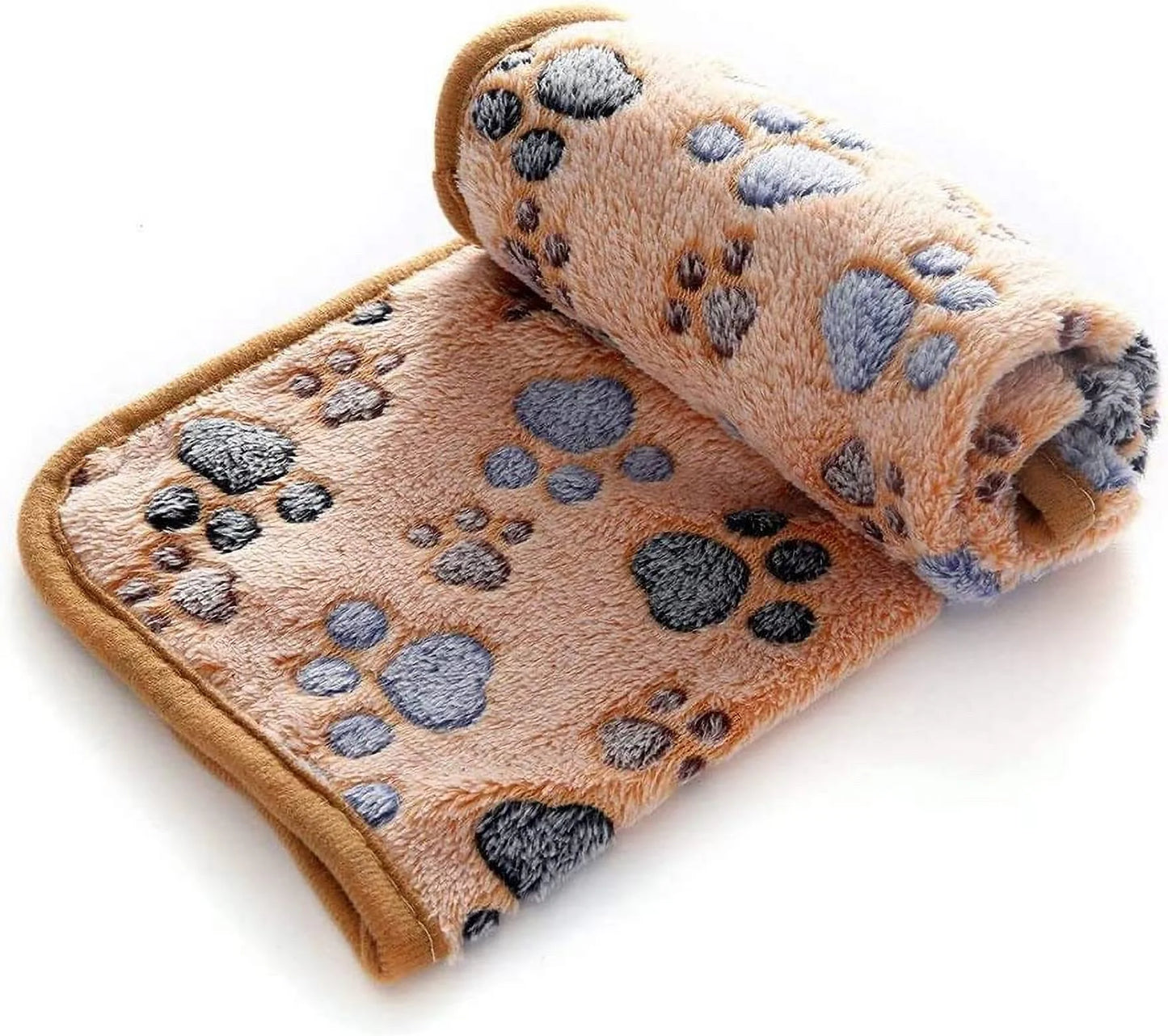 1 Pack 3 Blankets Super Soft Fluffy Premium Fleece Pet Blanket Flannel Throw for Dog Puppy Cat Paw Brown/Pink/White Small(23X16 Inch)