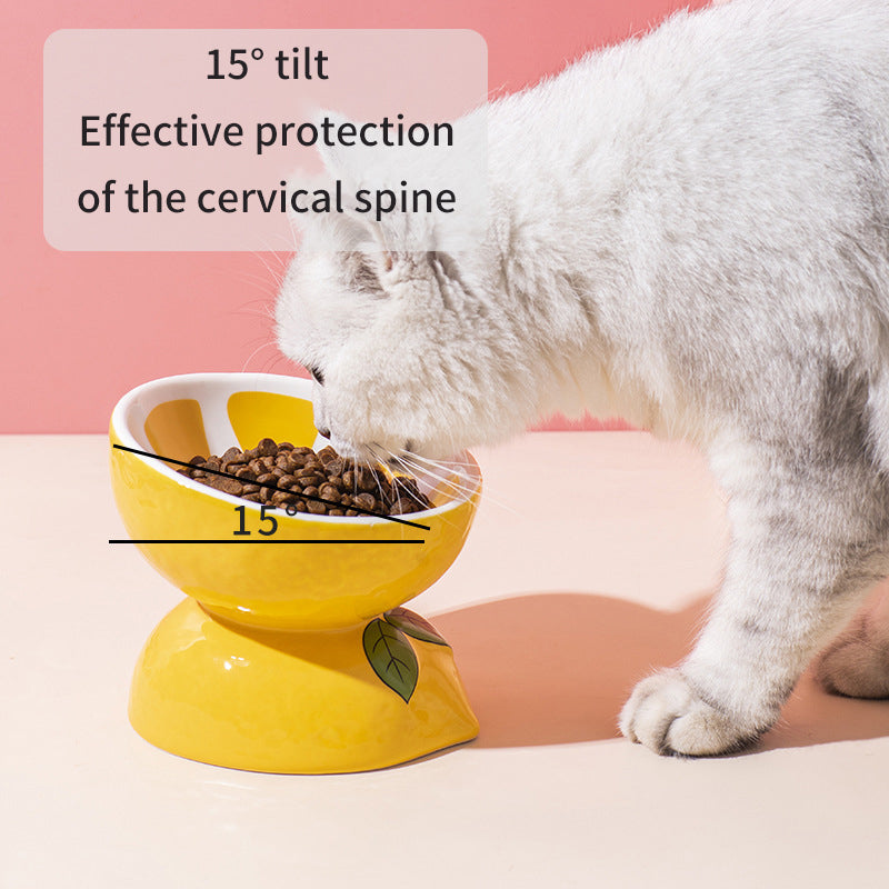 Cat Bowl Ceramic Cat Food Bowl Protects Cervical Vertebra Oblique Mouth Pet Products High Foot Bowl Cat Food Water Bowl