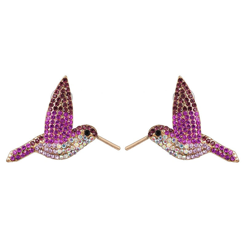 New Design Fashion Crystal Bird Stud Earrings Simple Statement Animal Earrings Charm Ladies Jewelry Summer Party Jewelry
