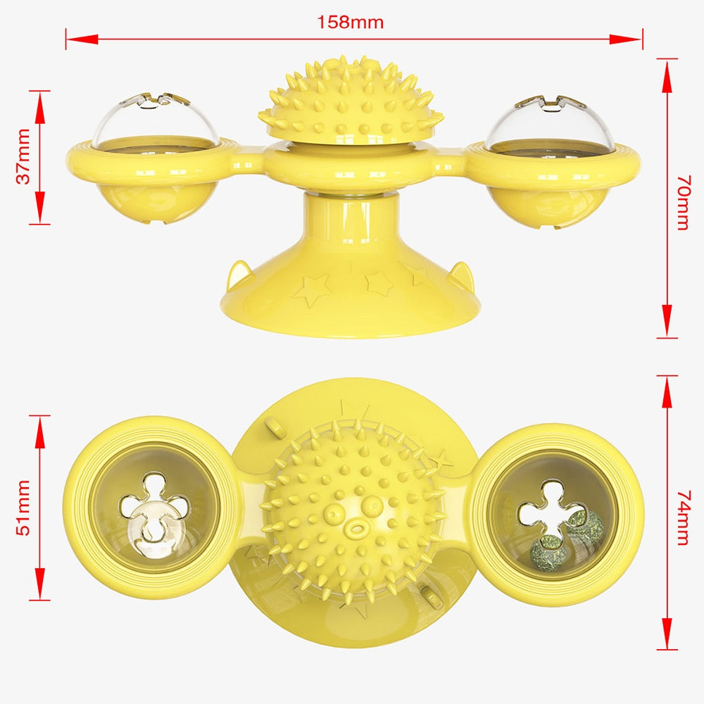 Pet Toys For Cats Dogs Turntable Puzzle Catnip Glowing Ball Interactive Rotatable Windmill Kitten Cat Toy Play Game Cat Supplies