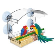 Acrylic Transparent Suction Cup Hanging Beehive Outdoor Window Bird Feeder and Waterer Bird House