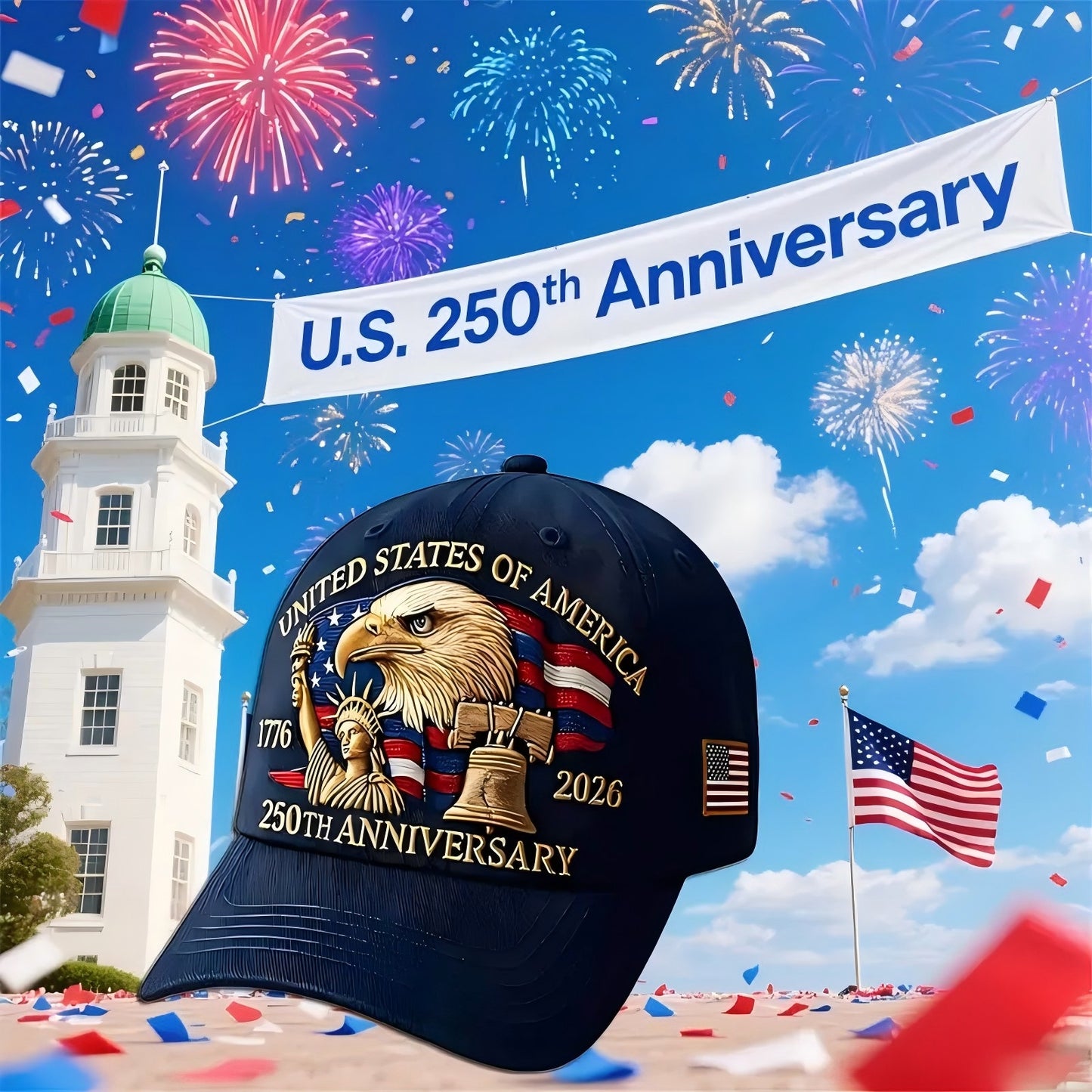 Patriotic 250th Anniversary USA Baseball Cap – Adjustable Vintage Design