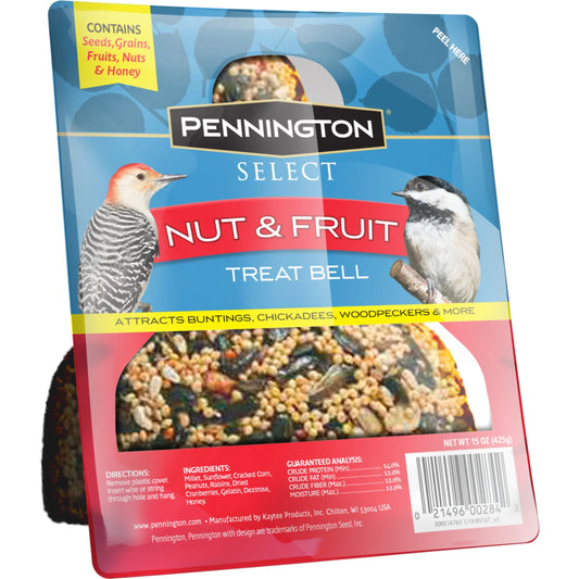 (2 Pack)  Nut and Fruit Treat Bell, Wild Bird Feed and Seed, 15 Oz., Dry, 1 Pack