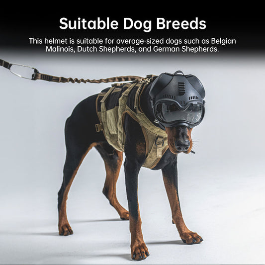 K9 Tactical Dog Helmet - Hunting/Military Training, Motorcycle Protection + Goggles