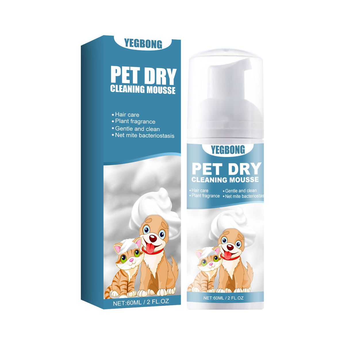 Yegbong Pet Dry Cleaning Mousse Body Wash For Young Cats And Dogs Wash Free To Remove Odor And Smooth Hair Cleaning