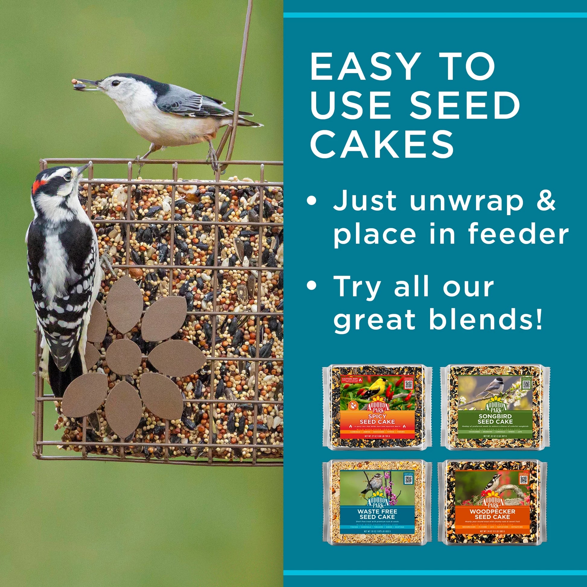 (2 Pack)  Woodpecker Seed Cake Wild Bird Food, Pressed Seed Block, 24 Oz.