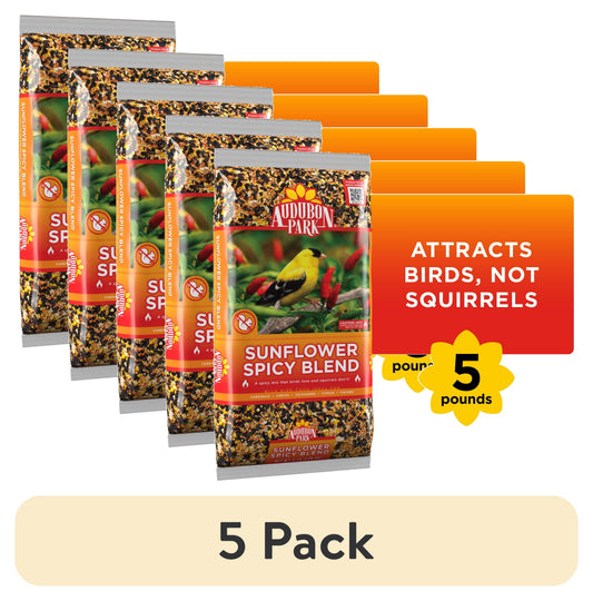 (5 Pack)  Sunflower Spicy Blend Wild Bird Food, Dry, 1 Count per Pack, 5 Lb. Bag