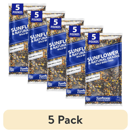 (5 Pack)  Sunflower & Natural Grains Wild Bird Feed, 5 Lb