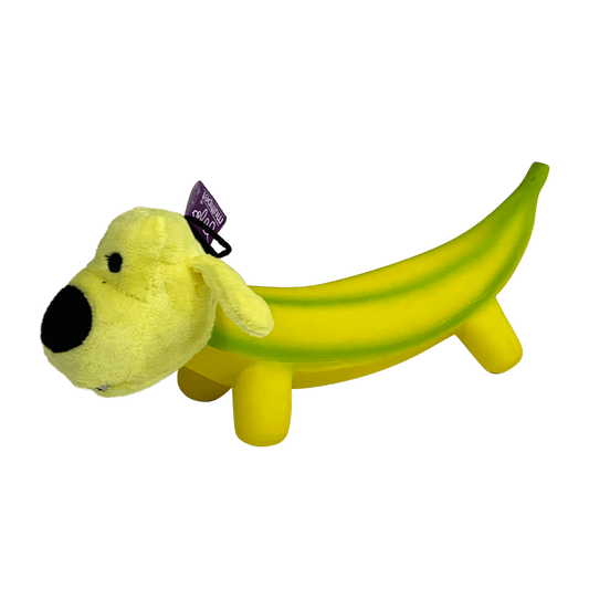 (2 Pack)  Smiling Dog Loofa Pals Latex Plush Dog Toy, Banana Shaped
