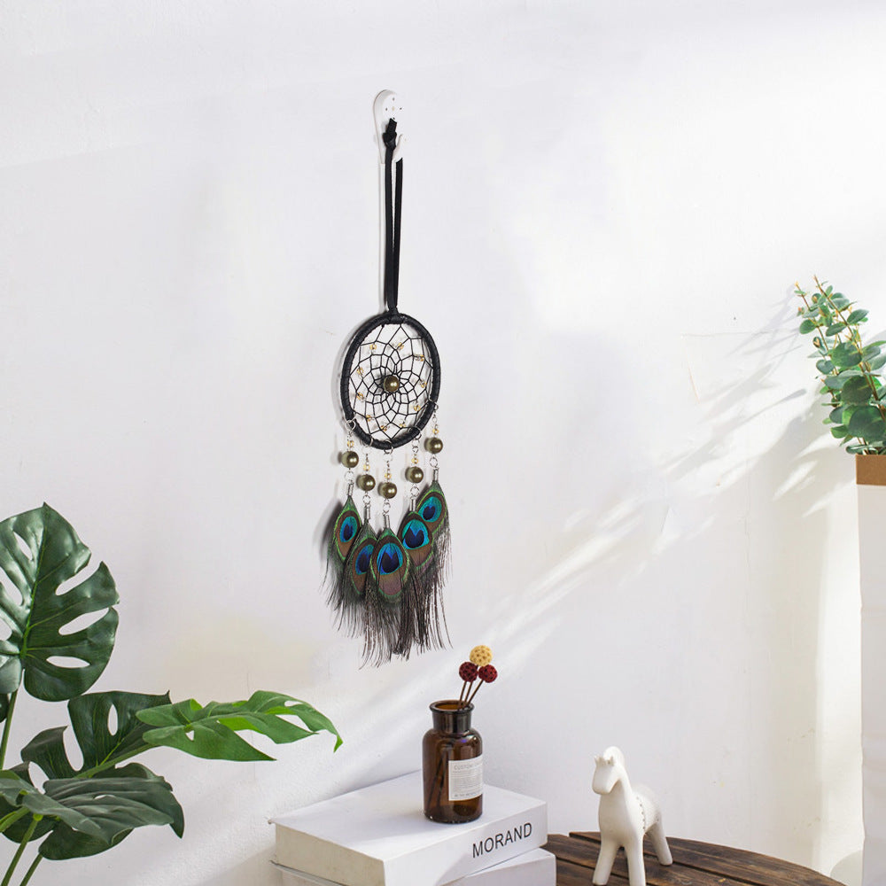 Peacock Feather Dream Catcher Charm Indian Creative Bird Spirit Retro Home Ornament Decoration