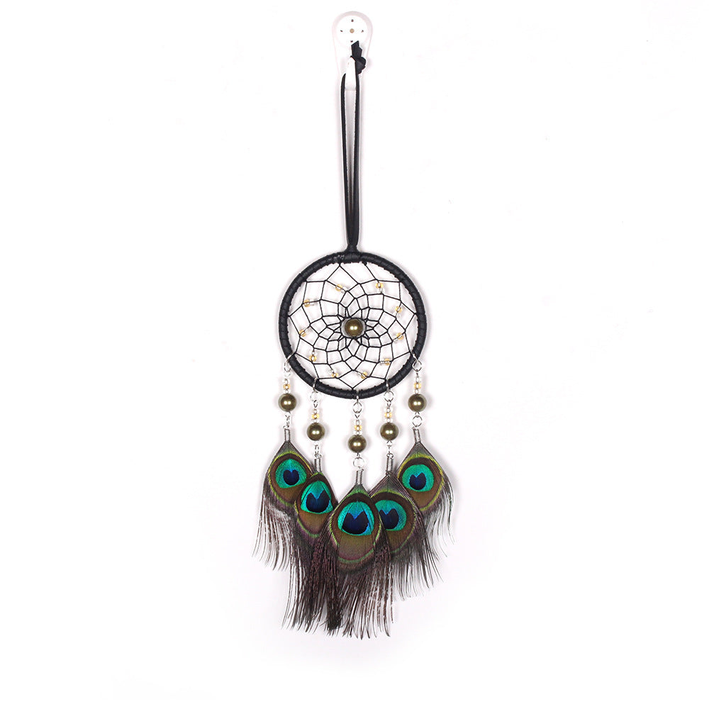 Peacock Feather Dream Catcher Charm Indian Creative Bird Spirit Retro Home Ornament Decoration