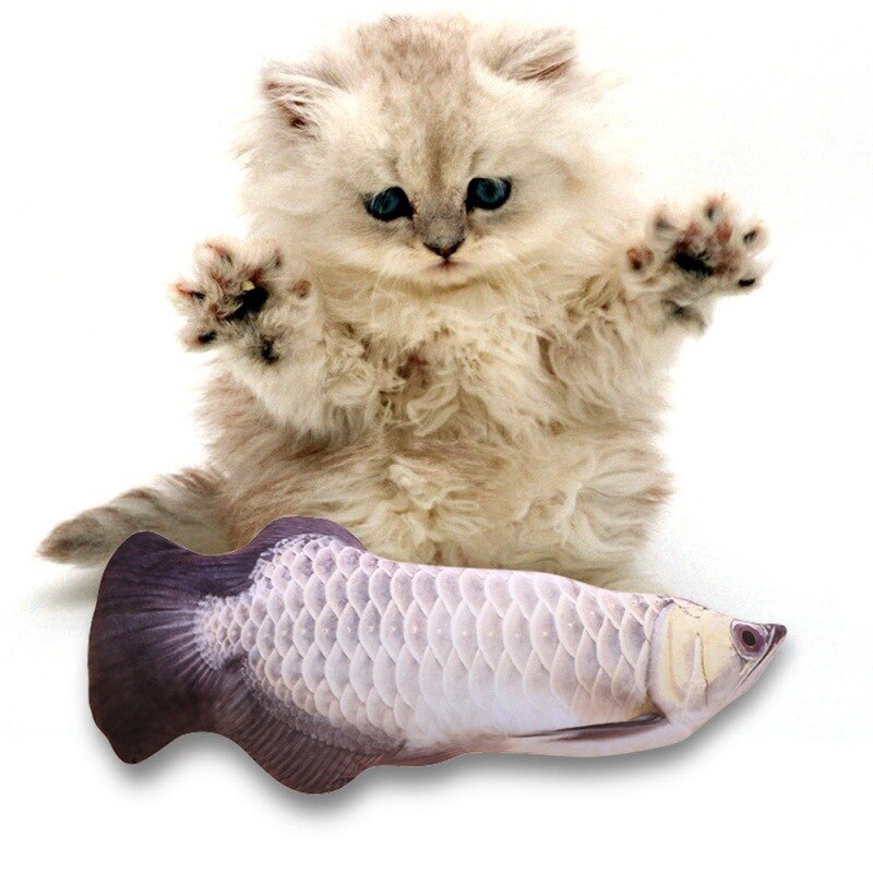 3D Fish Shape Cat Toy Interactive Gifts Fish Catnip Toys Stuffed Pillow Doll Simulation Fish Playing Toy For Pet USB Charging