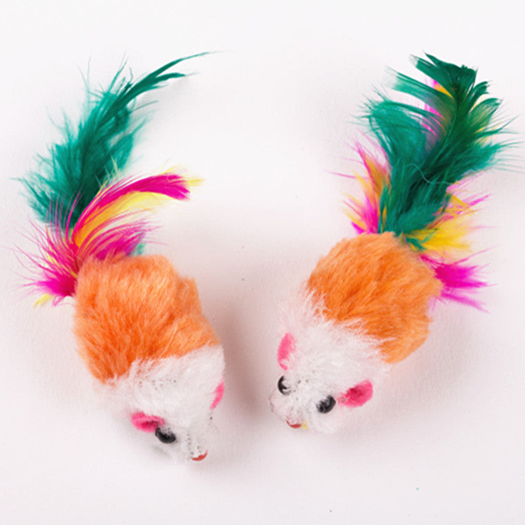 Amazing Colored feather tail mouse toy for your loved cat.