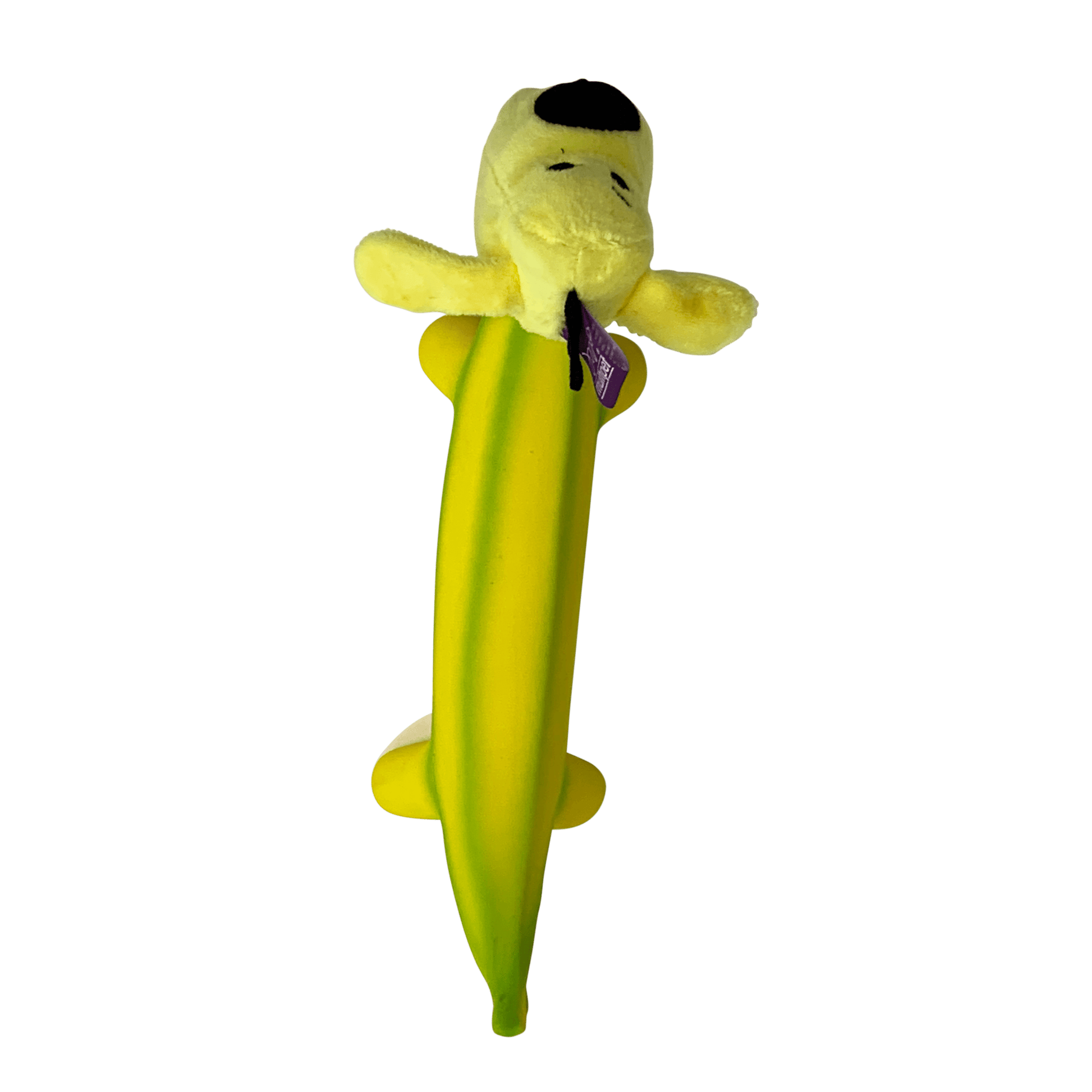 (2 Pack)  Smiling Dog Loofa Pals Latex Plush Dog Toy, Banana Shaped