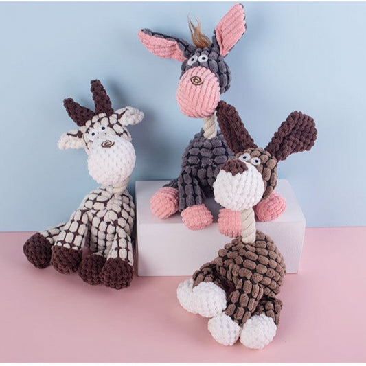 Interactive Cartoon Donkey Rope Plush Toy for Small Dogs