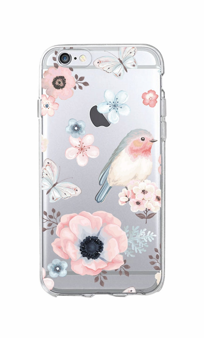 Cute Bird Butterfly Floral Flower Soft Clear Phone Case Fundas Coque Cover For iPhone 7 7Plus 6 6S 8 8PLUS X XS Max SAMSUNG