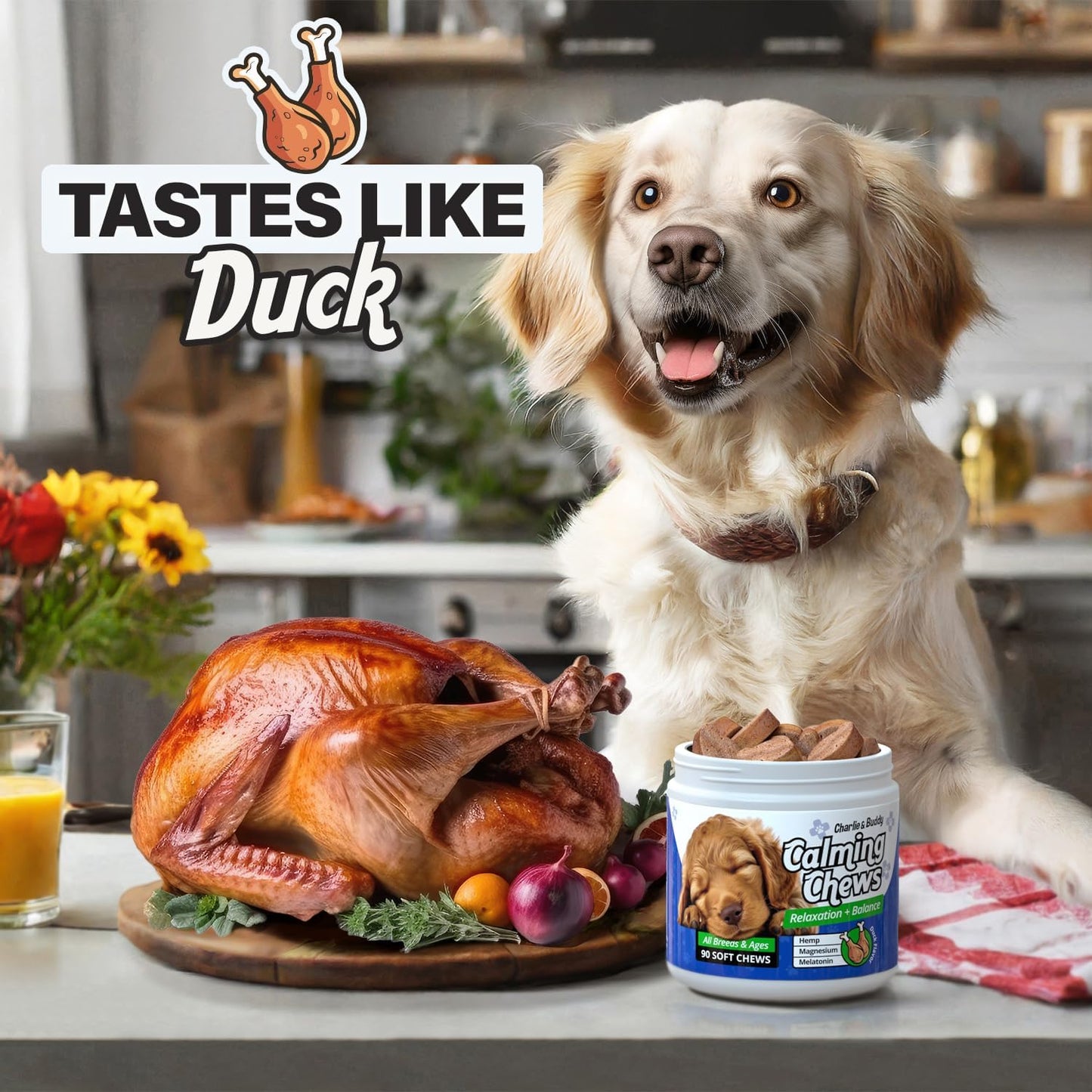 Charlie & Buddy Duck Calming Chews for Dogs with Melatonin