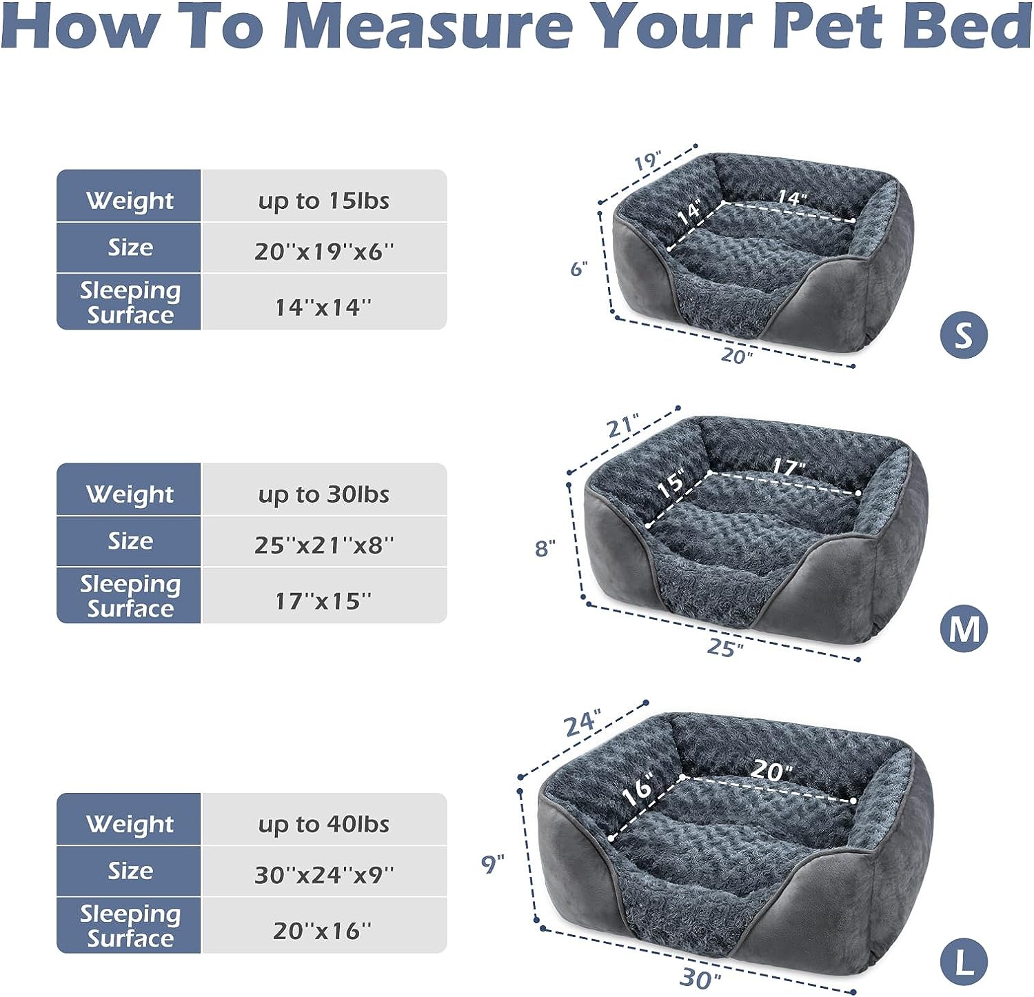 INVENHO Orthopedic Washable Rectangle Dog Bed for Small Dogs