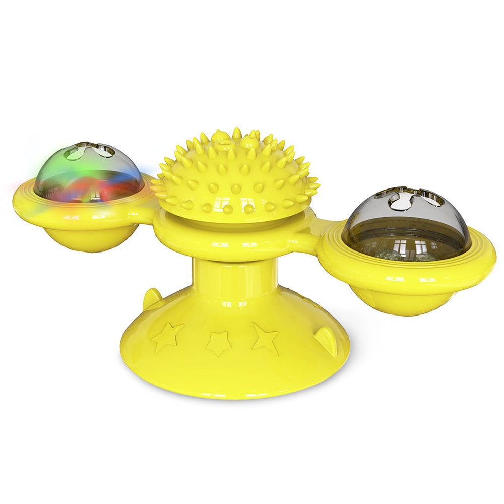 Pet Toys For Cats Dogs Turntable Puzzle Catnip Glowing Ball Interactive Rotatable Windmill Kitten Cat Toy Play Game Cat Supplies