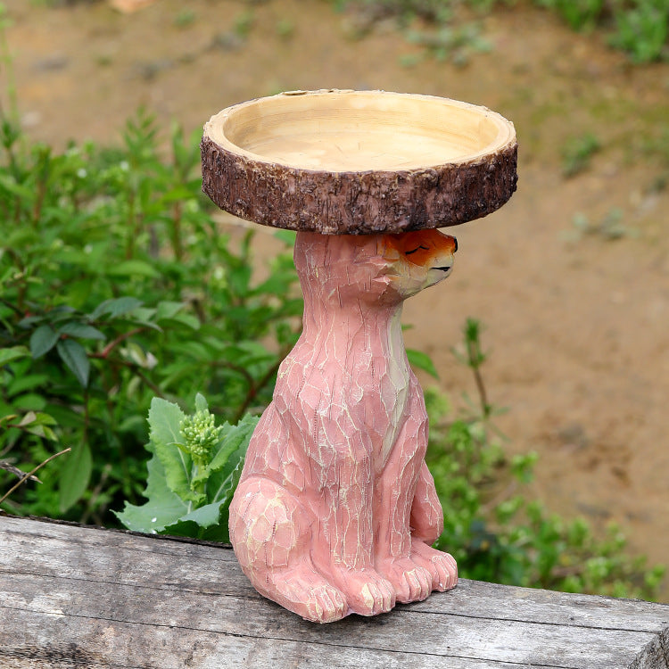 Polyresin Sunflower Bird Bath Fox Bird Feeder Resin Ornament Decoration