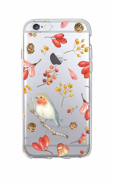 Cute Bird Butterfly Floral Flower Soft Clear Phone Case Fundas Coque Cover For iPhone 7 7Plus 6 6S 8 8PLUS X XS Max SAMSUNG