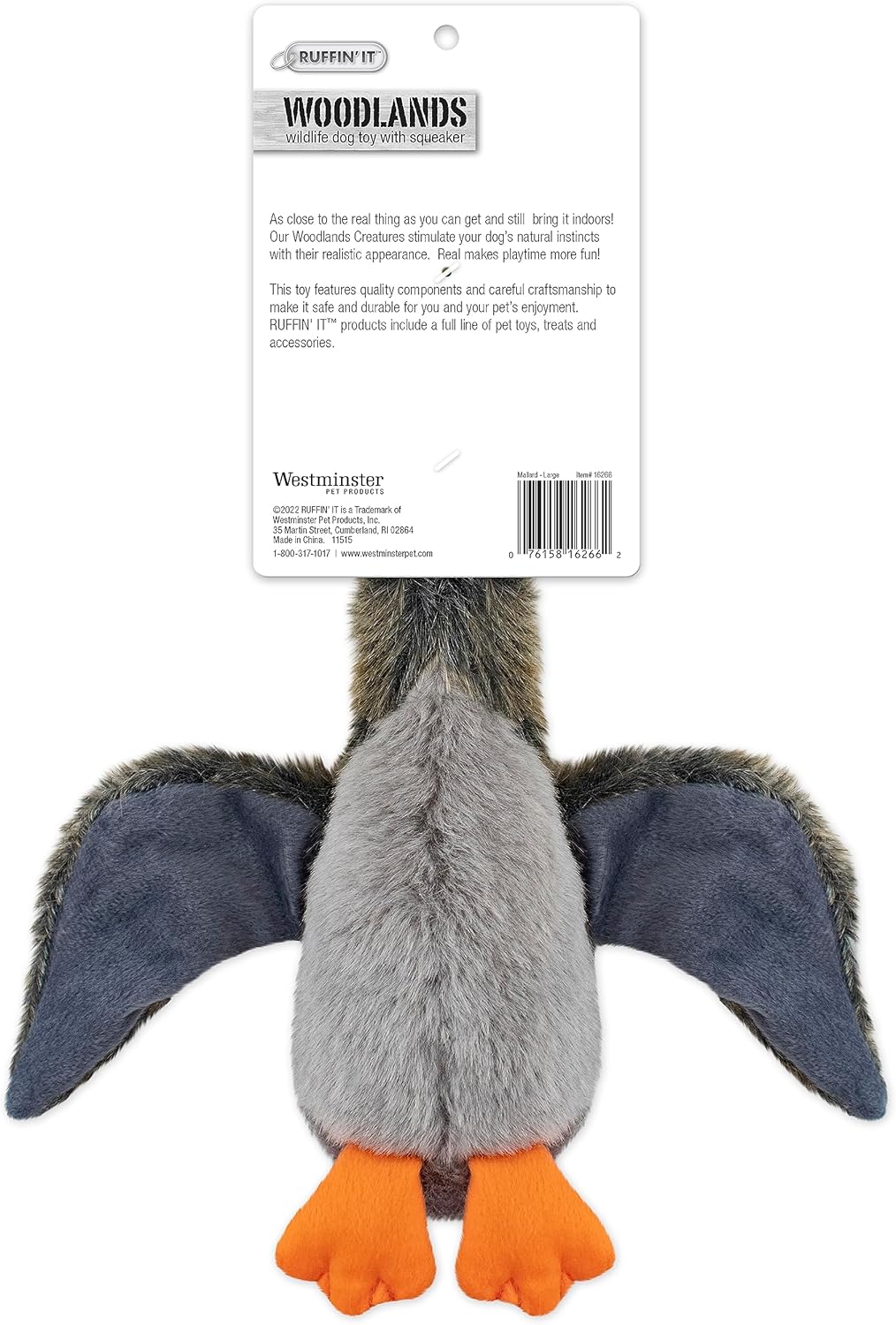 Ruffin' It Woodlands Mallard Stuffed Plush Dog Toy, Large